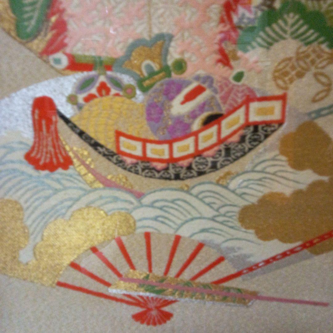 宝船、末広、刺繍壁掛け