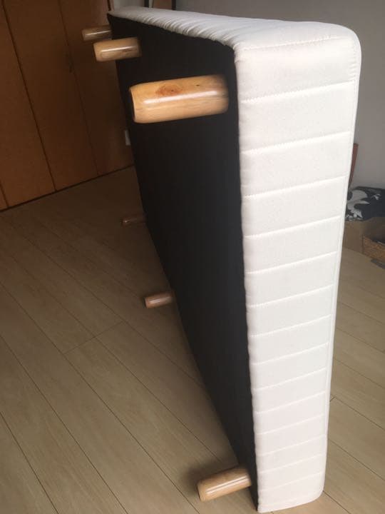 ［美品］セミダブルベッド　ダブルコイルマットレス+低反発マット付き