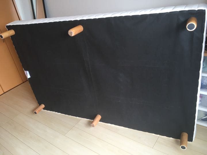 ［美品］セミダブルベッド　ダブルコイルマットレス+低反発マット付き