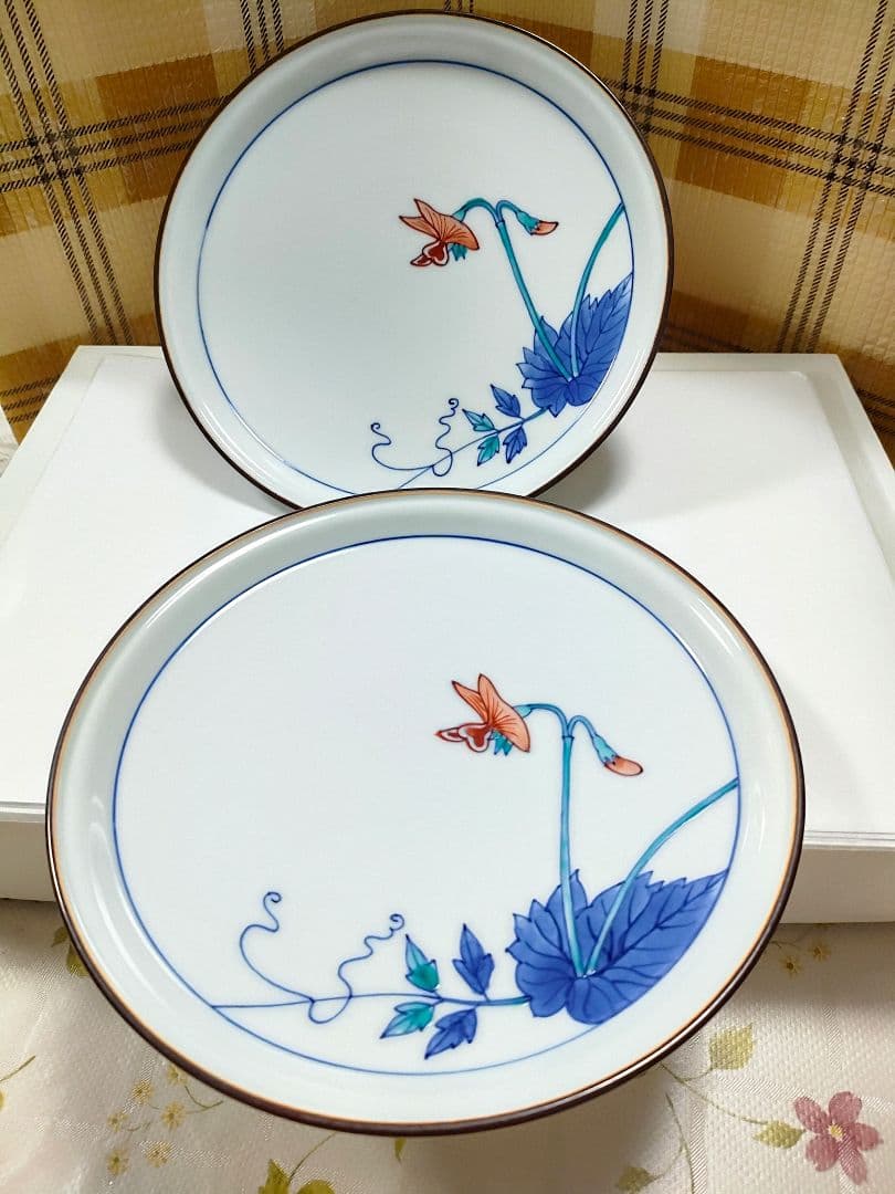 ●5476#0109　有田焼/十四代 辻常陸 ①丸皿②変形皿　各2枚　0812