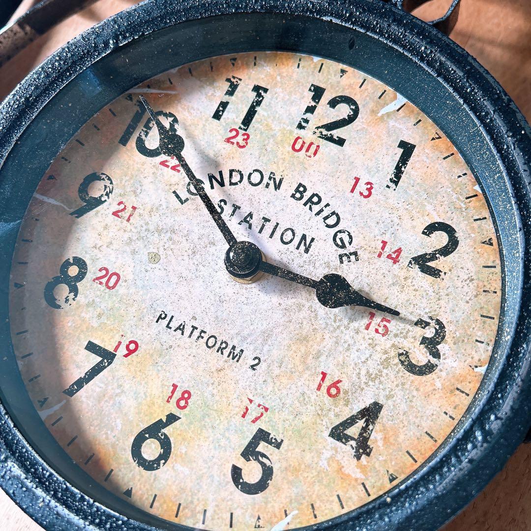 おしゃれな壁掛け時計 アンティーク 風見鶏top 両面時計 シャビーブラック