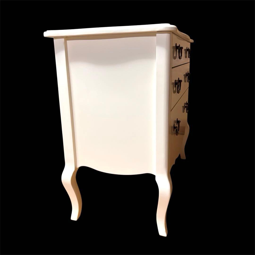 【美品】ホワイト　クラシック　木製　チェスト 3段 猫脚　猫脚　白家具　ロココ調