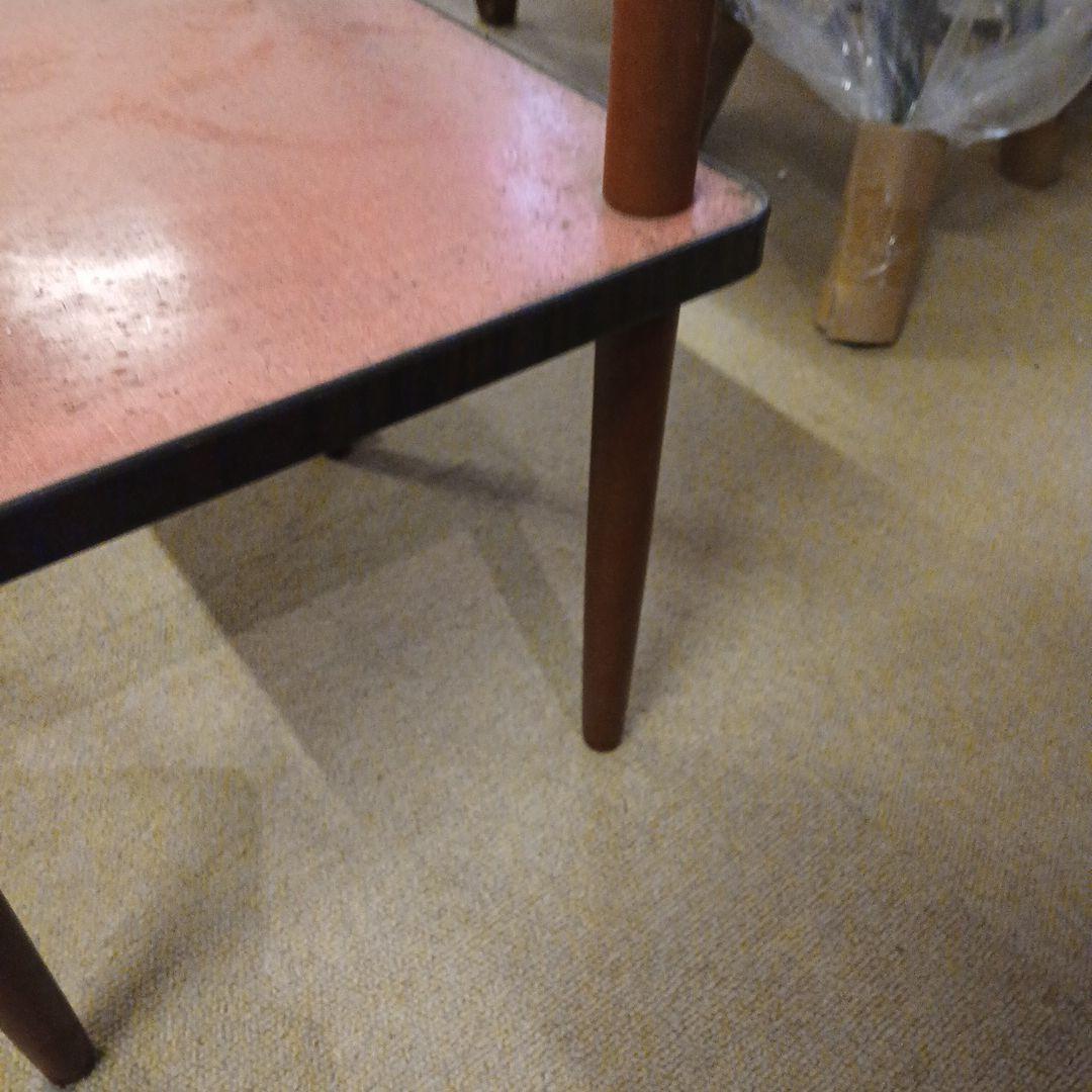 昭和レトロ 天板メラミン張り 木製電話台 レッド - メルカリ