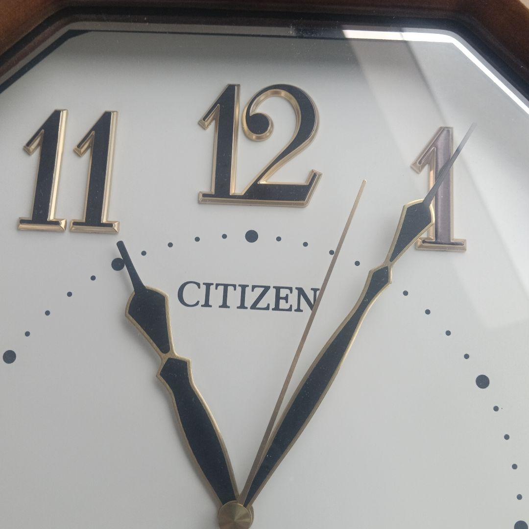 CITIZEN 八角形電波時計 ブラウン - メルカリ