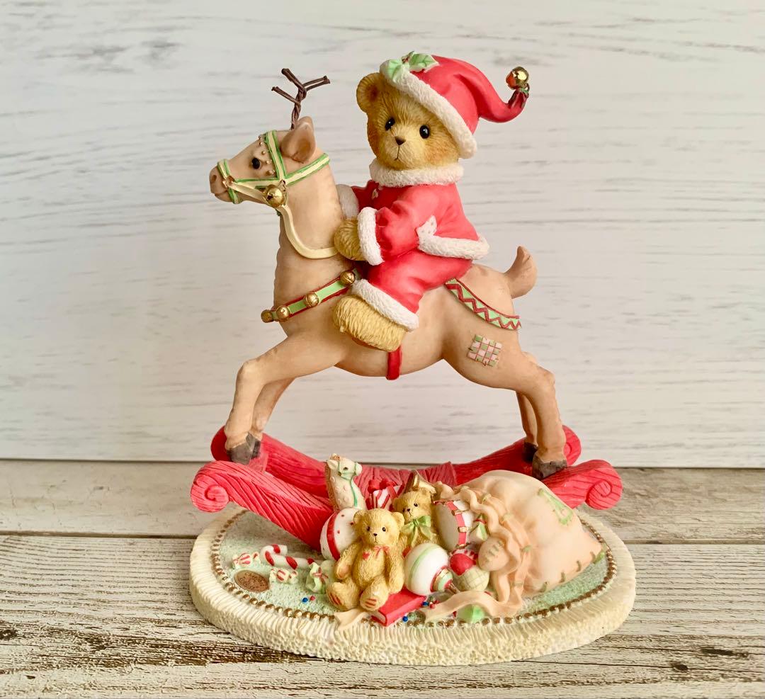 チェリッシュドテディーズ トナカイに乗ったクマ クリスマス 置物