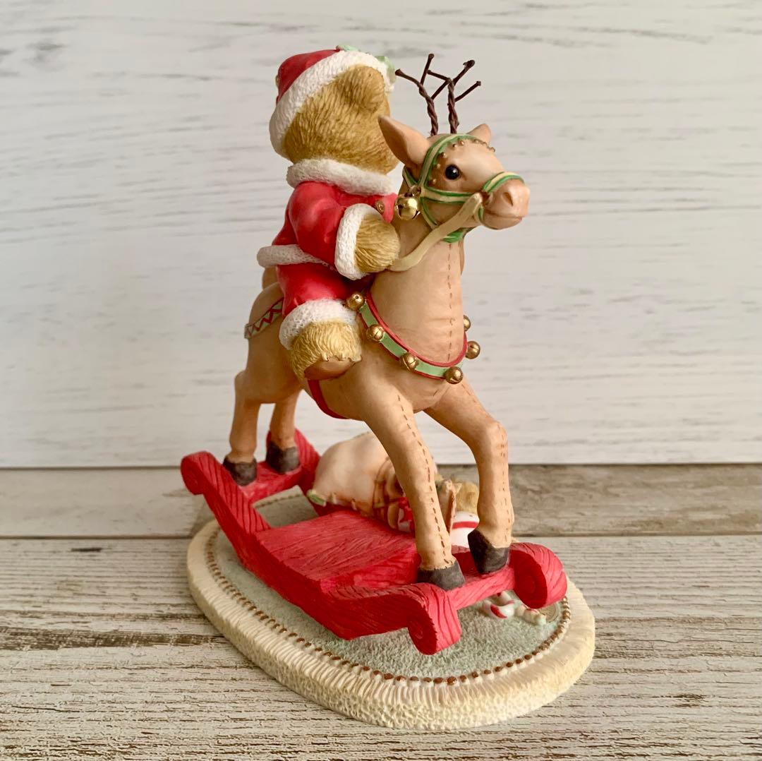 チェリッシュドテディーズ トナカイに乗ったクマ クリスマス 置物