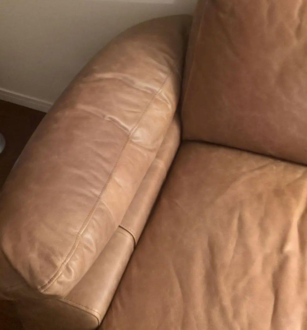 【美品】unico ブラウン レザー 3人掛けソファ　SEINN/セイン