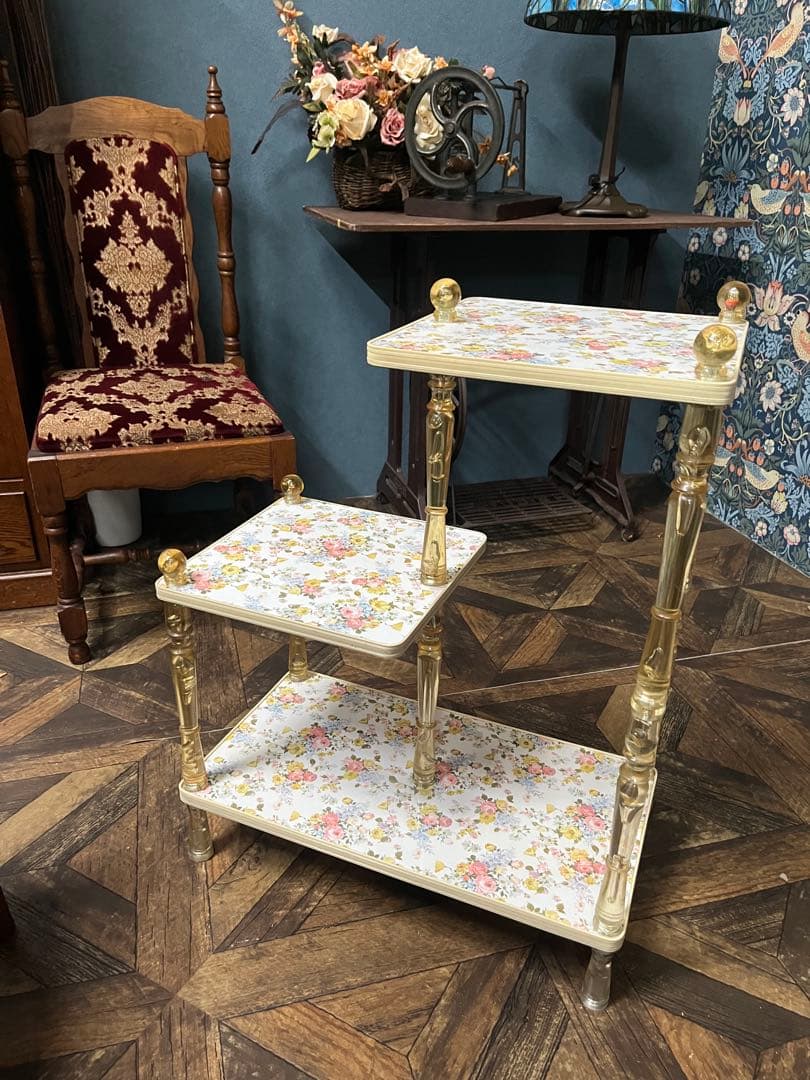 希少 気泡 花柄 レトロポップ 昭和レトロ 棚インテリア アンティーク 当時物