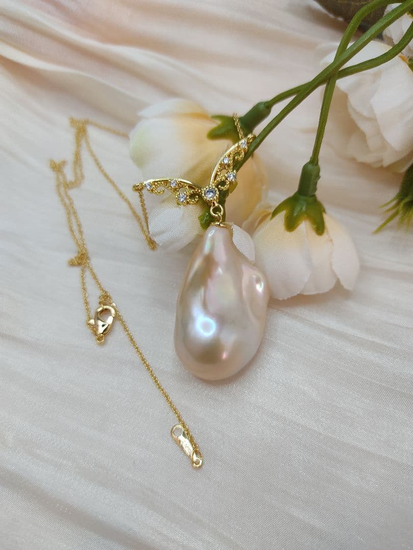 お客様ご確認用　本真珠　淡水オイスターバロックパール　大粒　ネックレス