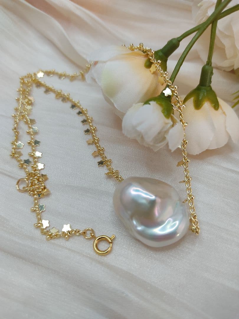 お客様ご確認用　本真珠　淡水オイスターバロックパール　大粒　ネックレス