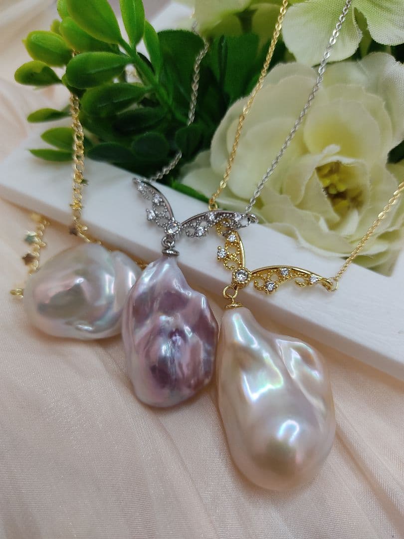 お客様ご確認用　本真珠　淡水オイスターバロックパール　大粒　ネックレス