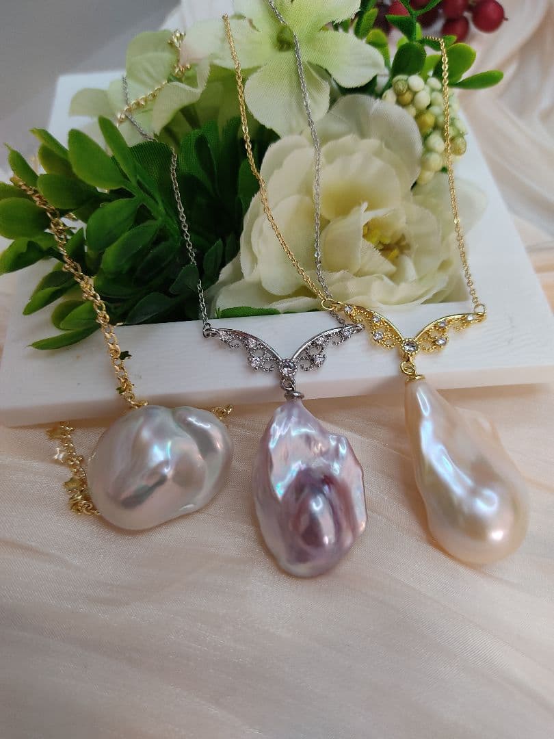 お客様ご確認用　本真珠　淡水オイスターバロックパール　大粒　ネックレス