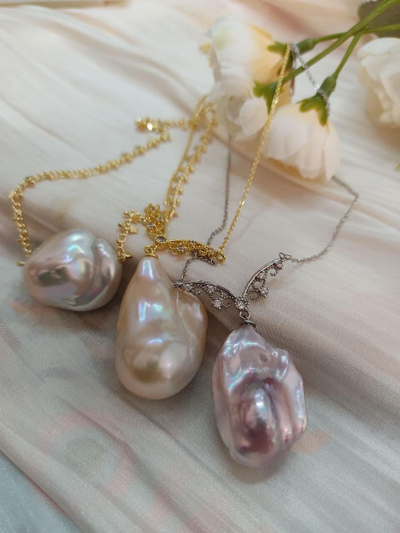 お客様ご確認用　本真珠　淡水オイスターバロックパール　大粒　ネックレス