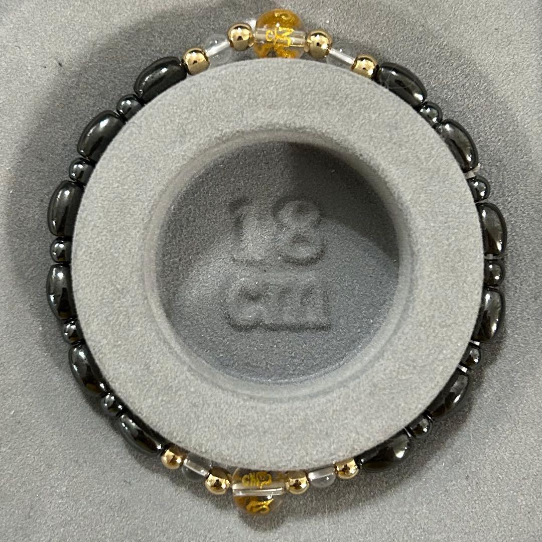 【願いが叶う数珠】ヘマタイトゴールド文字水晶磁気ビーズ天然石パワーブレスレット