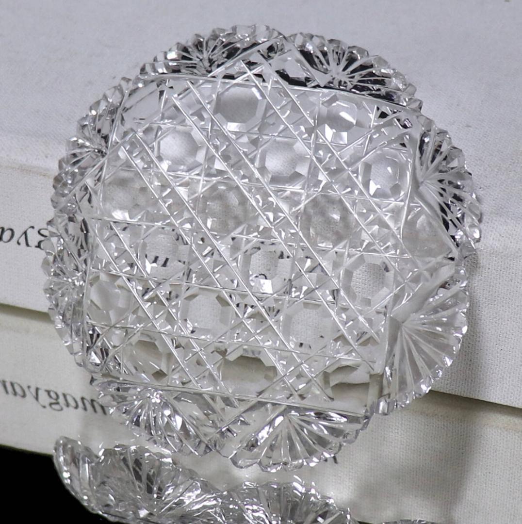 オールド・バカラ 格子文様×扇カット 豆皿 茶懐石 プレート 小皿 ディアマン