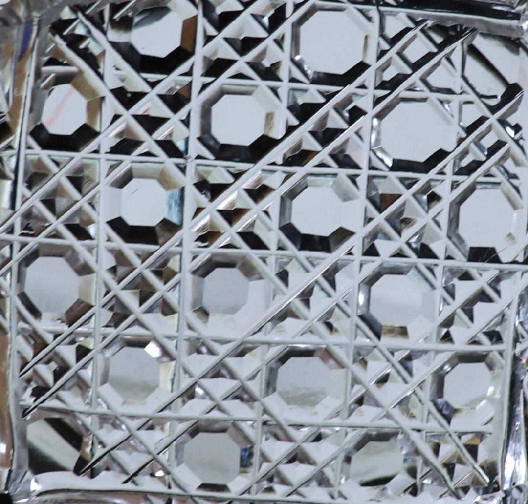 オールド・バカラ 格子文様×扇カット 豆皿 茶懐石 プレート 小皿 ディアマン