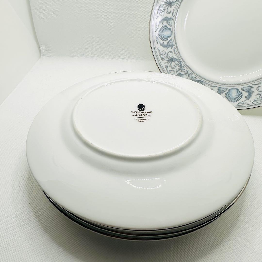ウェッジウッド ドルフィンホワイト 20.5cmプレート 6枚セット　黒壺