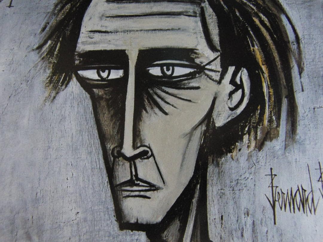 ベルナール・ビュッフェ、【Autoportrait】、希少な額装用画集より