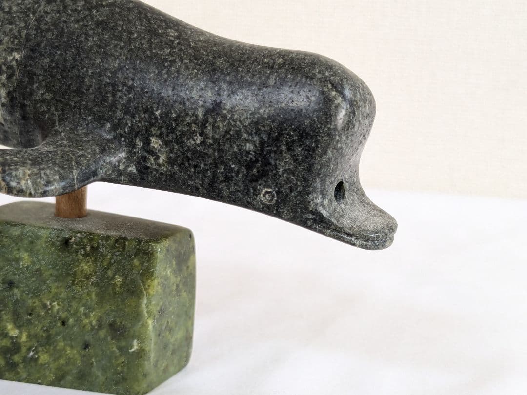 エスキモーアート ストーン イルカ オブジェ 置物 ヴィンテージ