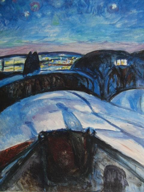 ムンク、『星あかりの夜』、希少な画集より、新品高級額