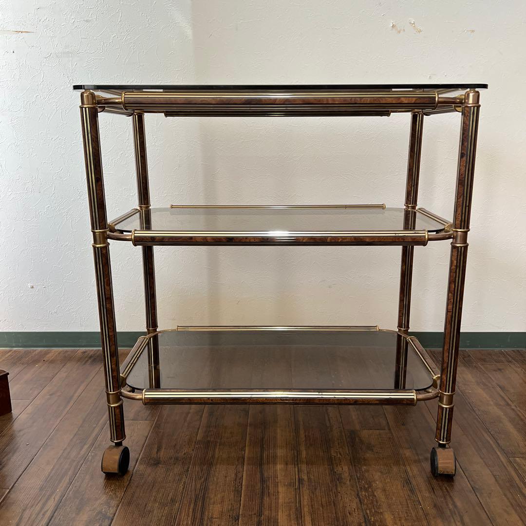 k156r119 シックでエレガントなキャスター付きガラスシェルフ 3段ワゴン