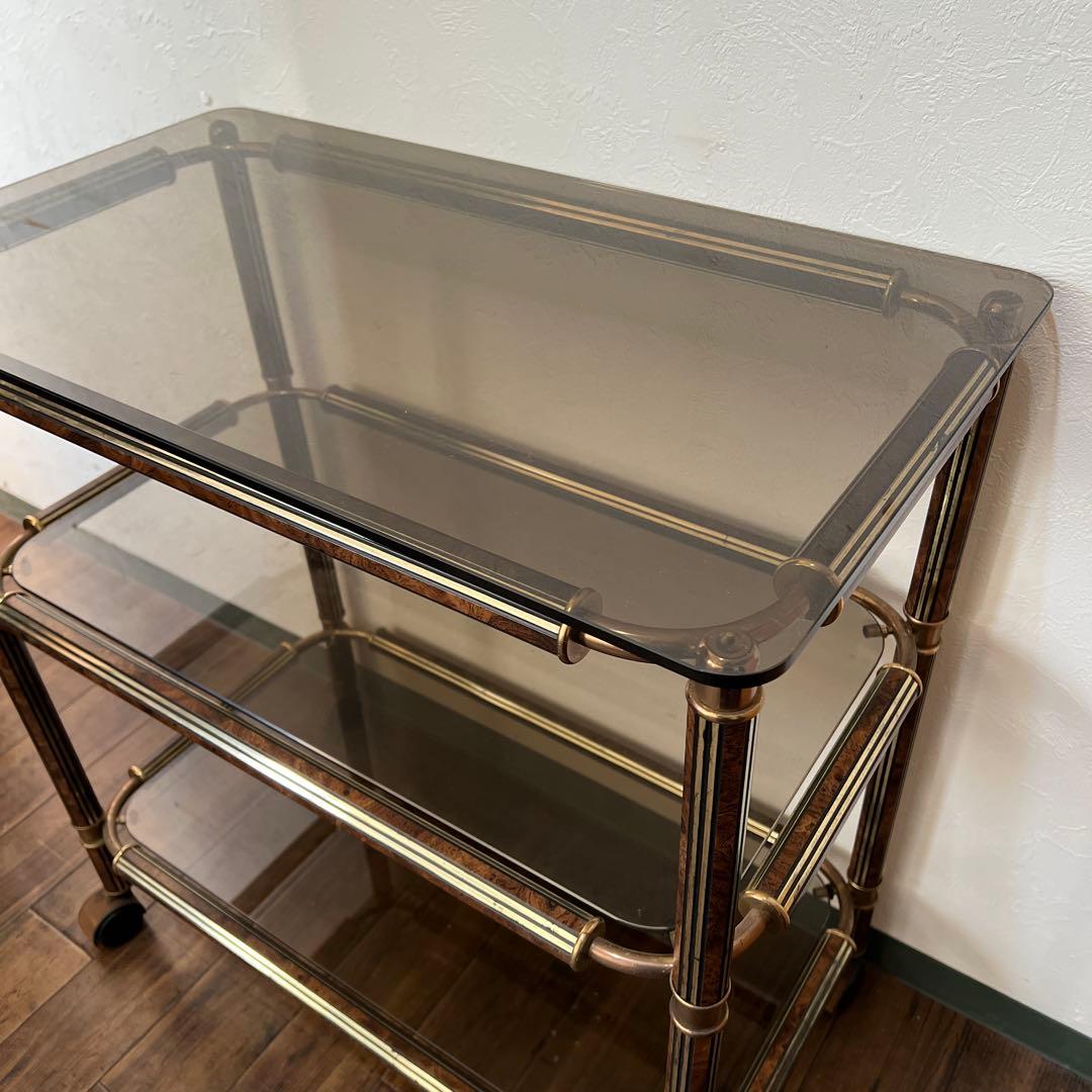 k156r119 シックでエレガントなキャスター付きガラスシェルフ 3段ワゴン