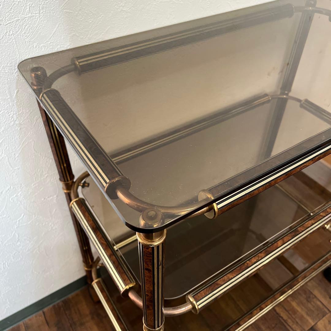 k156r119 シックでエレガントなキャスター付きガラスシェルフ 3段ワゴン