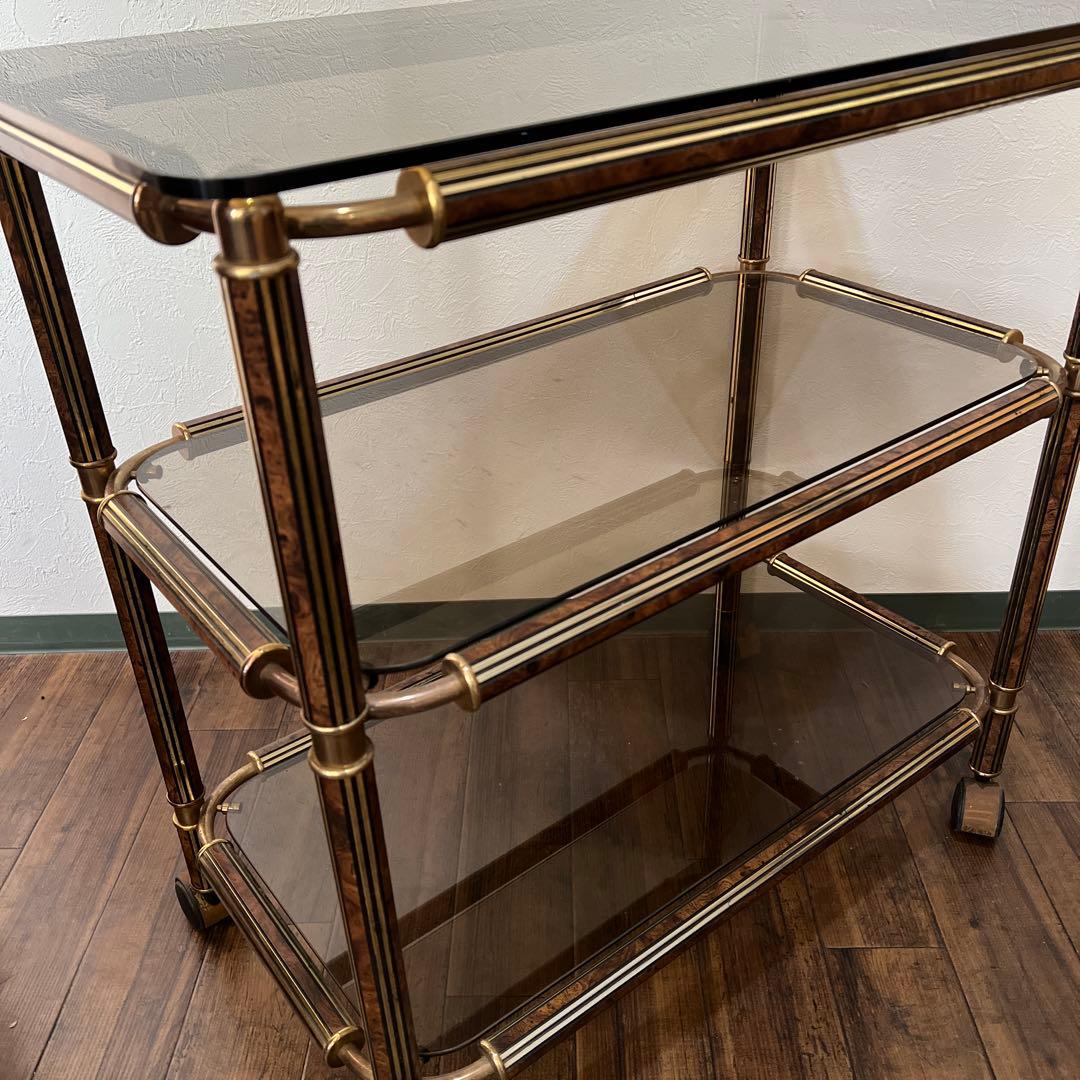 k156r119 シックでエレガントなキャスター付きガラスシェルフ 3段ワゴン