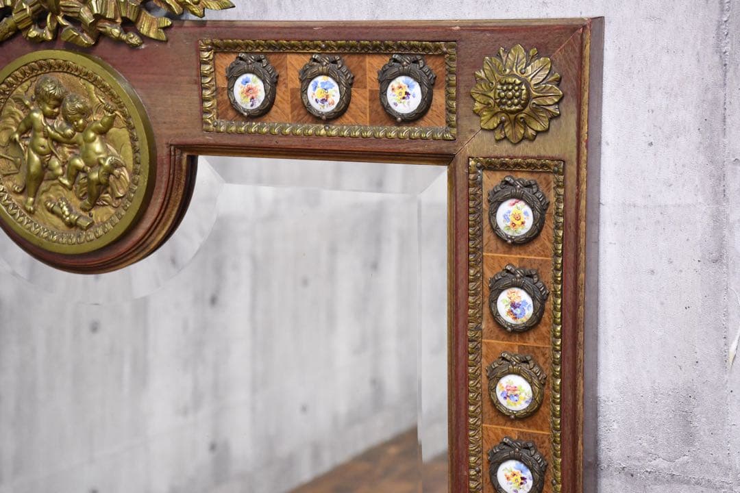 ECK74 スペイン最高級 マリネール ウォールミラー 真鍮 陶板装飾