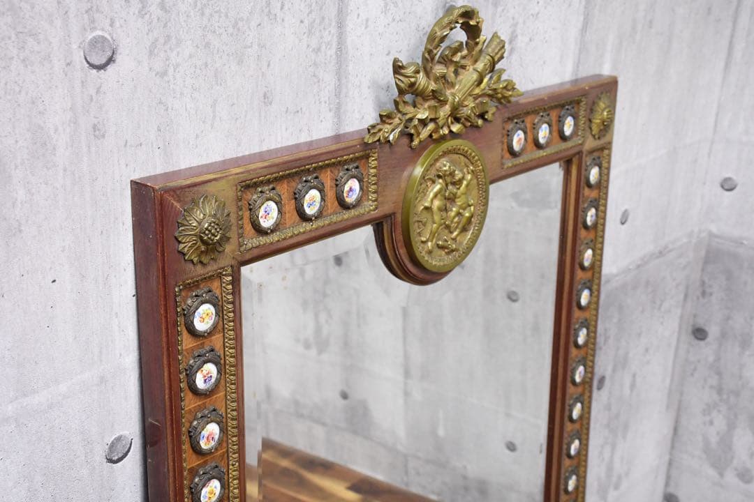 ECK74 スペイン最高級 マリネール ウォールミラー 真鍮 陶板装飾