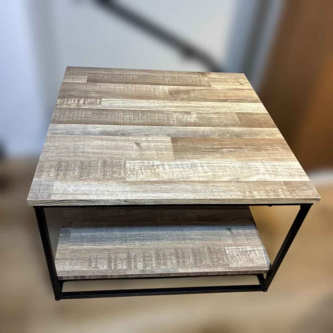 LOWYA 木目調ネストテーブル スチール脚 リビングテーブル 小テーブル