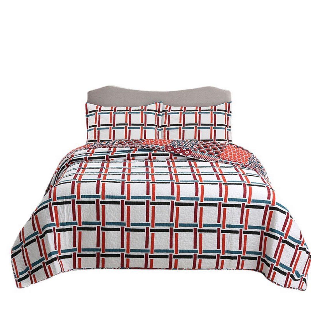 キルトベッドカバー3点セット綿マルチカバー キルティング 907