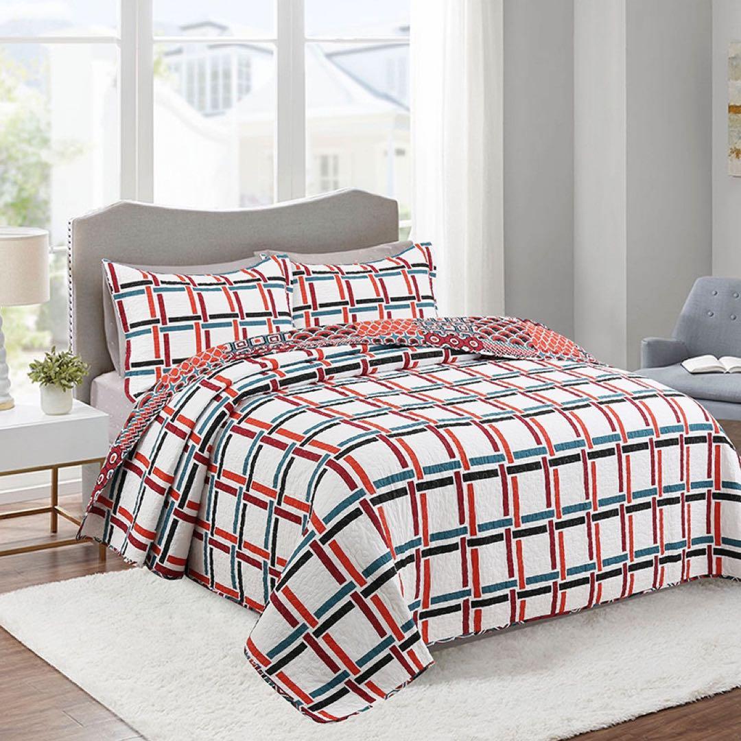 キルトベッドカバー3点セット綿マルチカバー キルティング 907