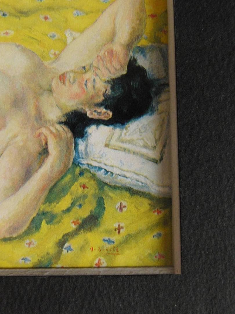 田辺至、【横臥裸婦】希少な額装用画集より、厳選、新品額装、マット額装付、状態良好