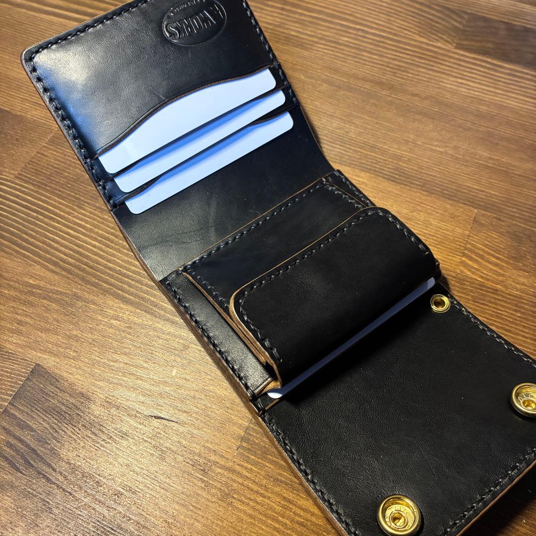 ショートトラッカーウォレット MARYAM社 ホースバット 丘染めブラック