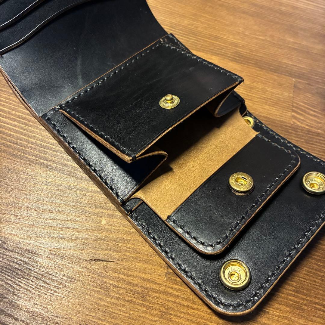 ショートトラッカーウォレット MARYAM社 ホースバット 丘染めブラック