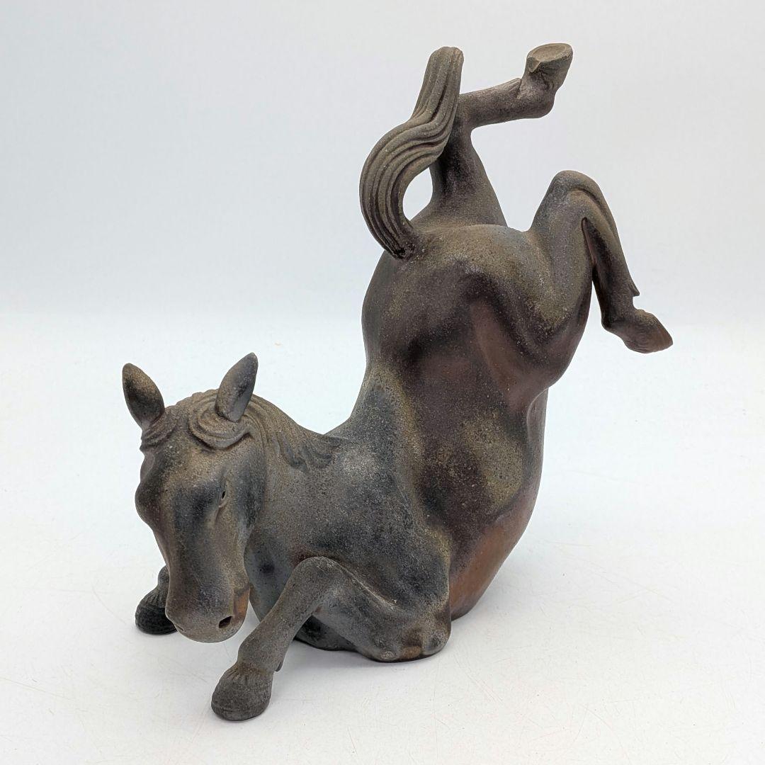 二代目小山一草 備前焼 窯変午置物 共箱 干支置物 午年 ウマ 細工物