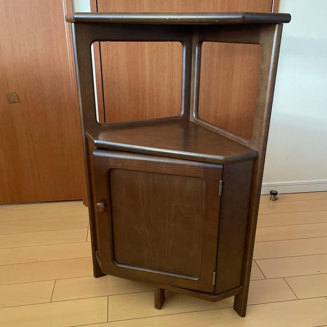 値下げ‼️Karimoku カリモク 三角コーナー電話台 花台 収納棚 ビンテージ