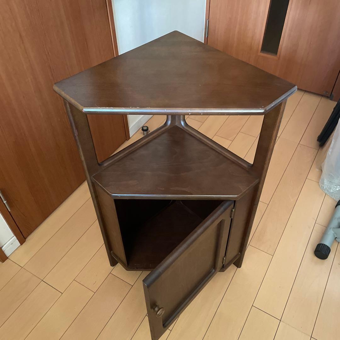 値下げ‼️Karimoku カリモク 三角コーナー電話台 花台 収納棚 ビンテージ