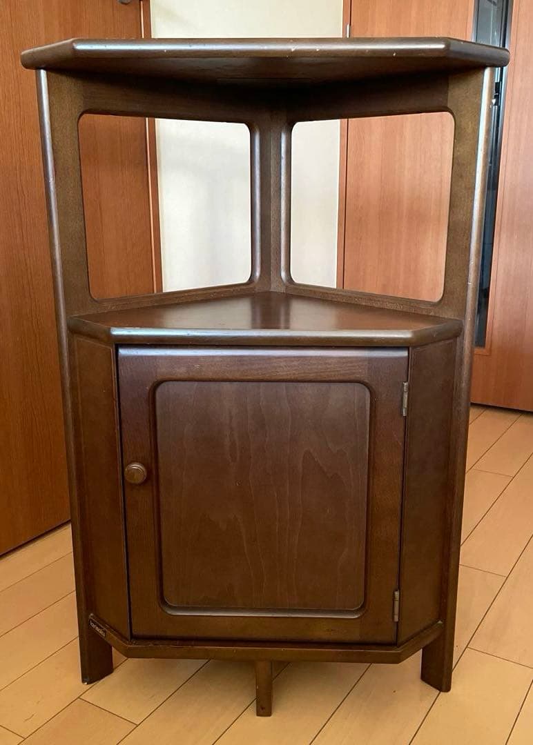 値下げ‼️Karimoku カリモク 三角コーナー電話台 花台 収納棚 ビンテージ