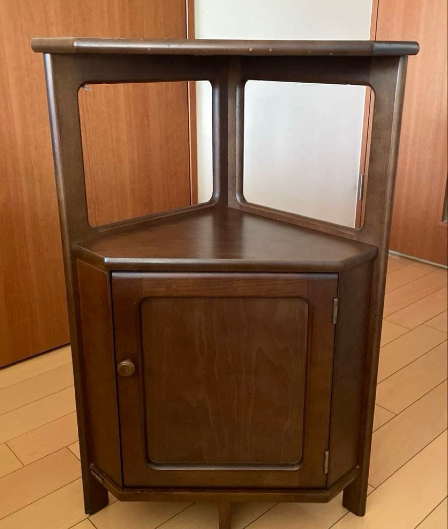 値下げ‼️Karimoku カリモク 三角コーナー電話台 花台 収納棚 ビンテージ