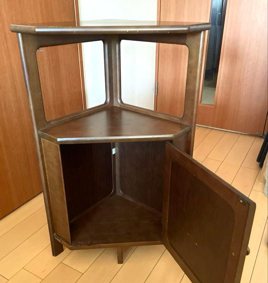 値下げ‼️Karimoku カリモク 三角コーナー電話台 花台 収納棚 ビンテージ