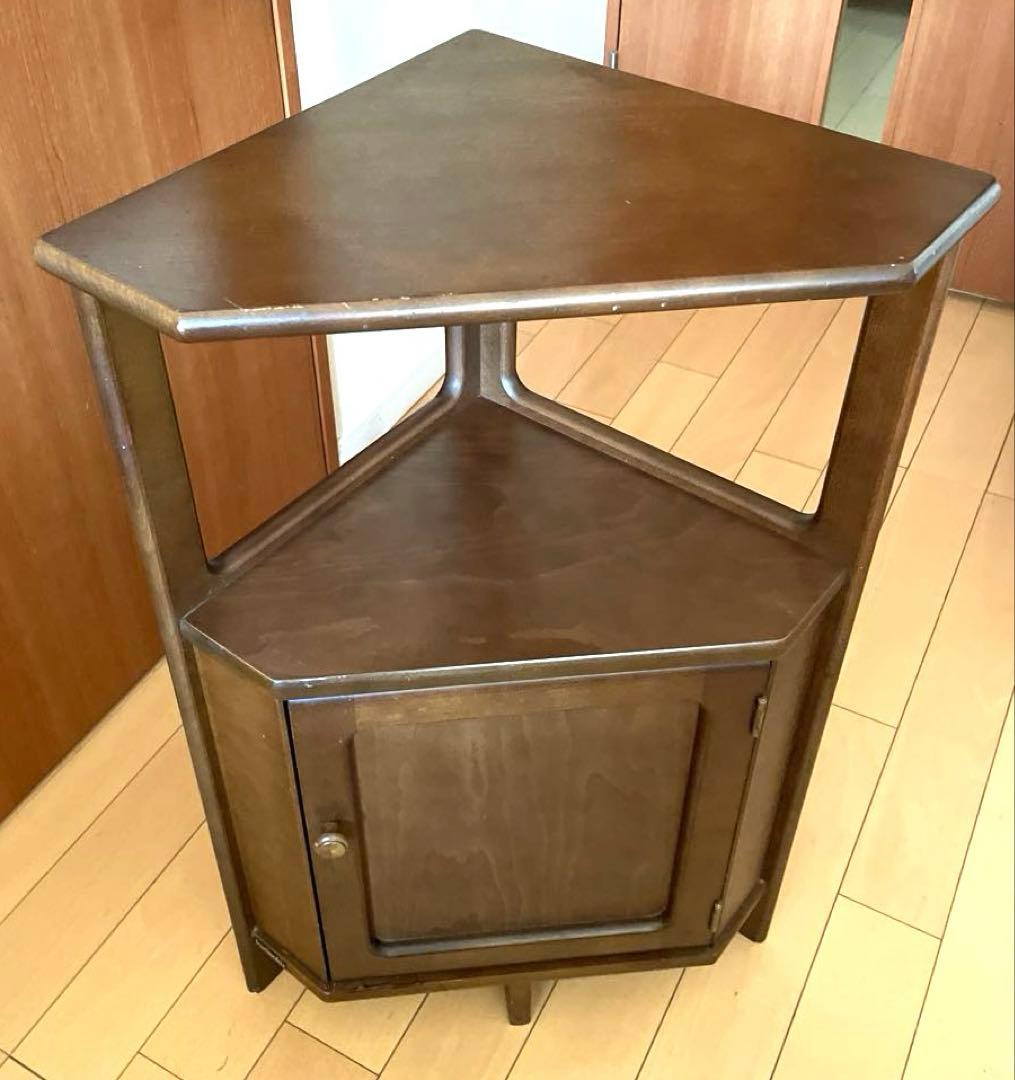 値下げ‼️Karimoku カリモク 三角コーナー電話台 花台 収納棚 ビンテージ