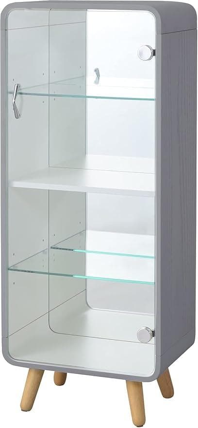 【美品】コレクションシェルフ　フィギュアケース　４段　背面ミラー　グレー