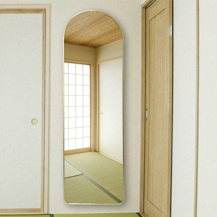 スタンドミラー 鏡 全身 鏡 壁掛け 姿見鏡 全身鏡 アーチ形 大型 金 973