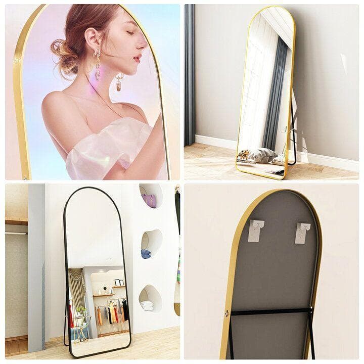 スタンドミラー 鏡 全身 鏡 壁掛け 姿見鏡 全身鏡 アーチ形 大型 金 973