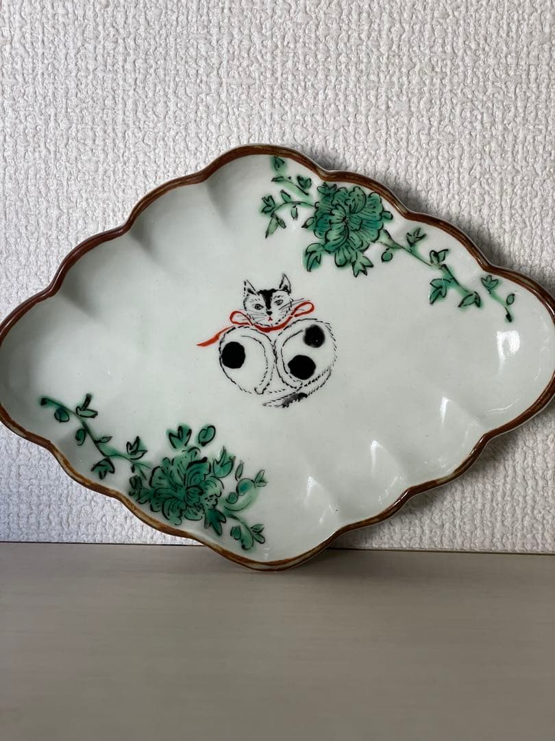 未使用 松浦 ナオコ さん 猫の菱形皿 2枚セット