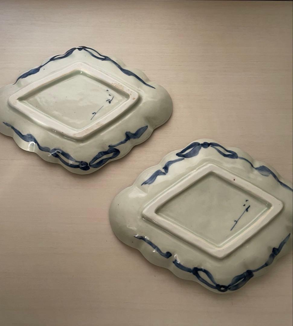 未使用 松浦 ナオコ さん 猫の菱形皿 2枚セット