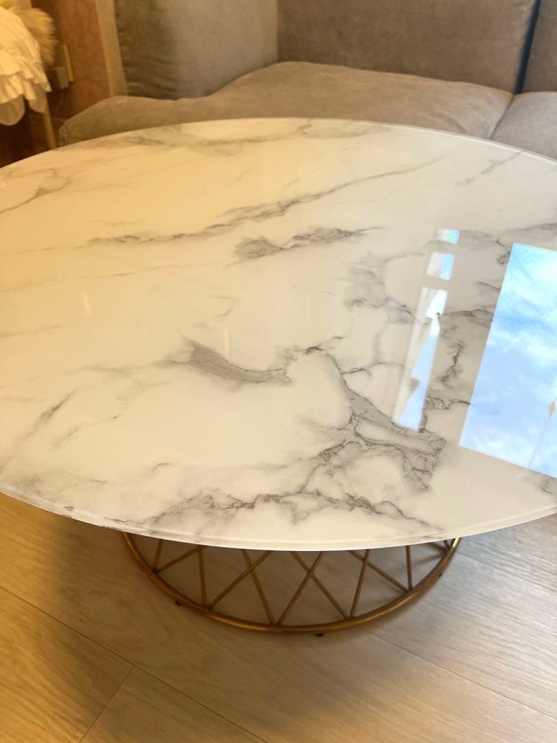 マーリア コーヒーテーブル 大理石×ゴールド（φ800）　フランフラン