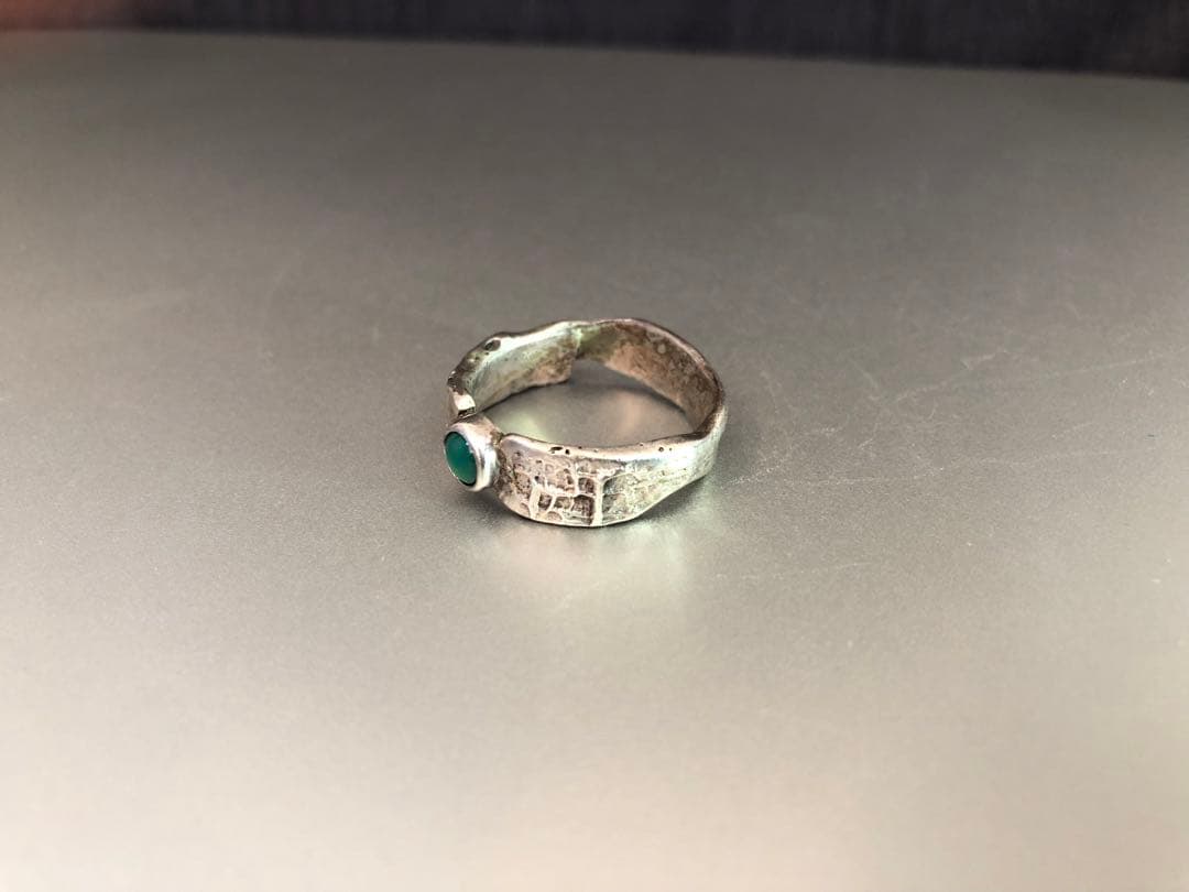 MEXICO発シルバーhandmadeリング＃グリーン アゲート19号